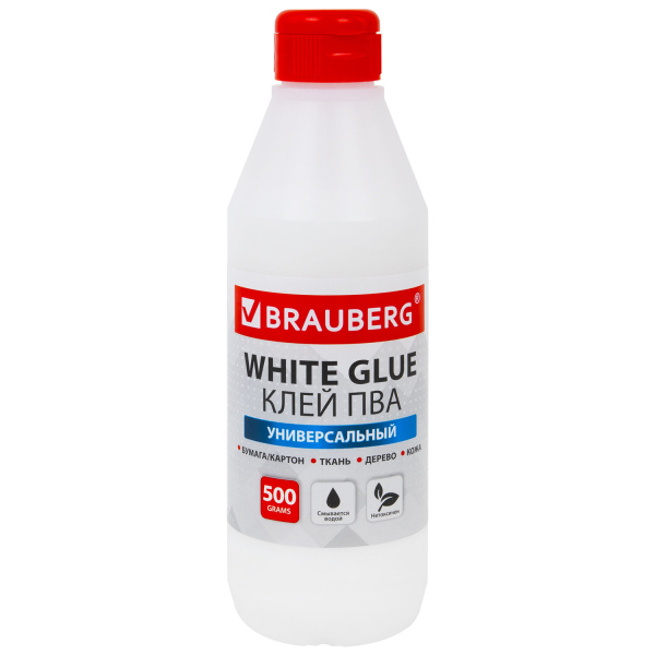 Клей ПВА BRAUBERG 0,5 кг универсальный (бумага, картон, дерево)