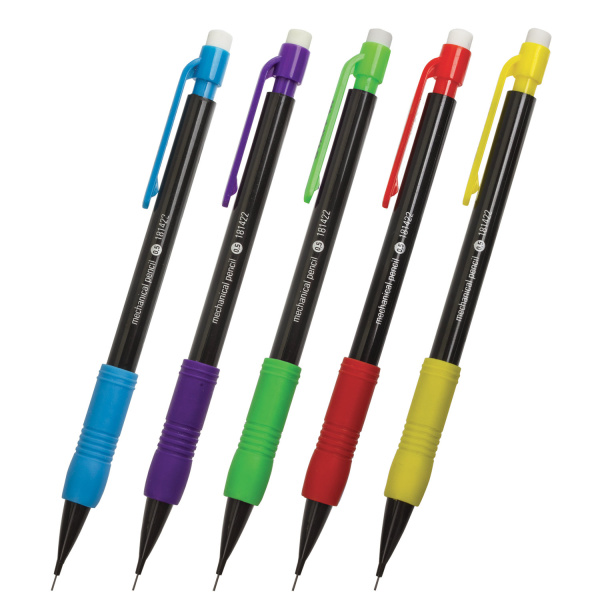 Карандаш механический 0,5 мм, STAFF "College" MP-422, ластик, резиновый грип, корпус черный, детали 