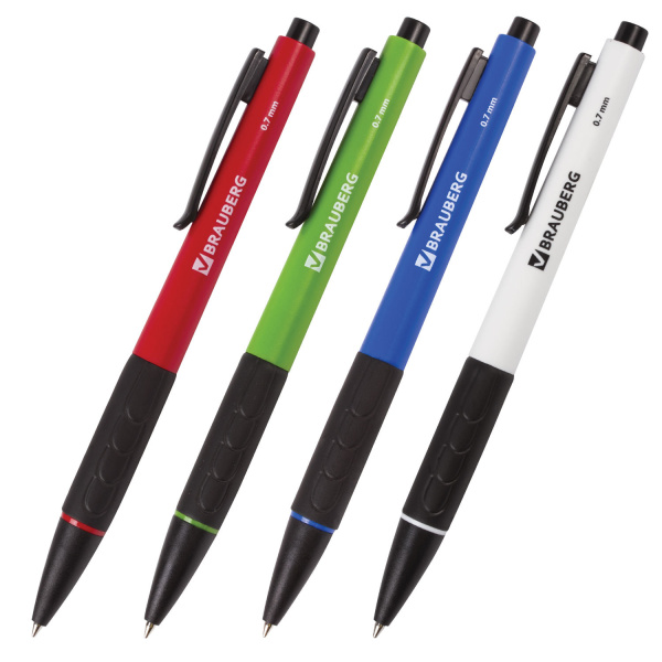 Ручка шариковая BRAUBERG автомат., цв. корп. ассорти, арт.140588, синяя