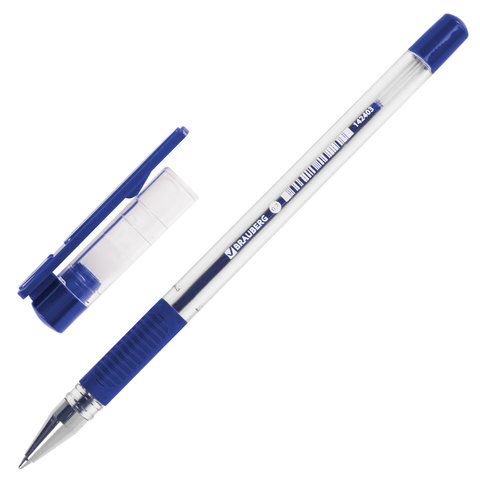 Ручка шариковая BRAUBERG "X-Writer", узел 0,7 мм, линия 0,35 мм, резиновый упор, синяя