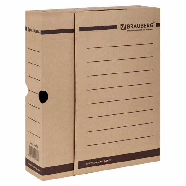 Короб архивный с клапаном А4 (260х325 мм), 75 мм, до 700 листов, плотный, микрогофрокартон, BRAUBERG Короб архивный с клапаном А4 (260х325 мм), 75 мм, до 700 листов, плотный, микрогофрокартон, BRAUBERG