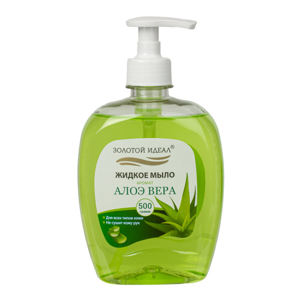 Мыло жидкое 500мл ЗОЛОТОЙ ИДЕАЛ "Алоэ-вера", дозатор