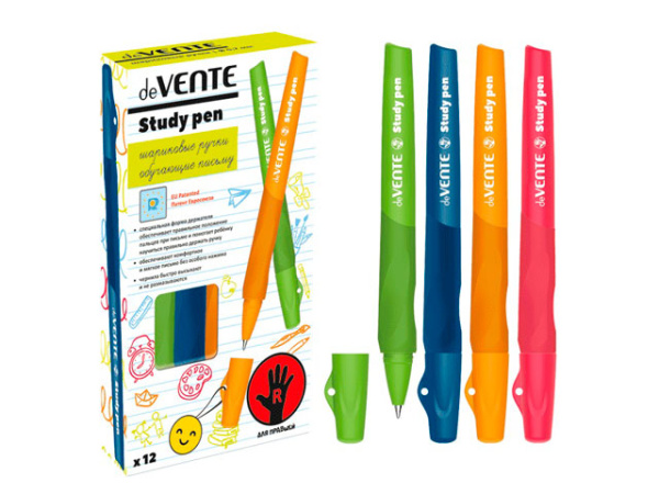 Ручка шариковая "deVENTE" Study 0,7мм, для правшей c каучуковым корпусом синяя 5073605