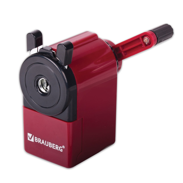 Точилка механическая BRAUBERG "Bomber", металлический механизм, цвет чёрный/бордовый, 222517
