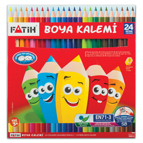 Карандаши цветные PENSAN (FATIH) 24цв, заточенные, карт.упаковка, 33225 