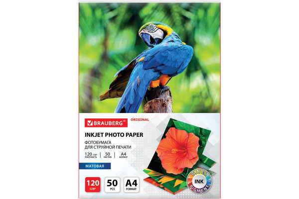 Фотобумага матовая, А4, 120 г/м2, односторонняя, 100 листов, ПАКЕТ, BRAUBERG ORIGINAL, 364425 Фотобумага матовая, А4, 120 г/м2, односторонняя, 100 листов, ПАКЕТ, BRAUBERG ORIGINAL, 364425
