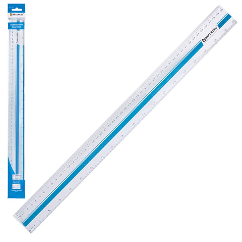 Линейка BRAUBERG "Quantum" 50см, прозрачная с печатью на корпусе, упак. с европодвесом, 210302