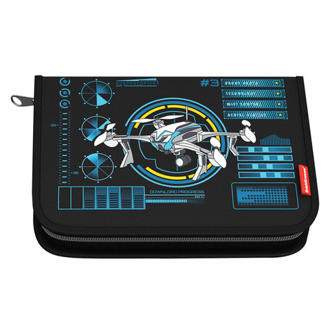 Пенал-книжка 1 отд. ERICH KRAUSE, откидная планка, для начальной школы, мальчик, Quadrocopters,21*14