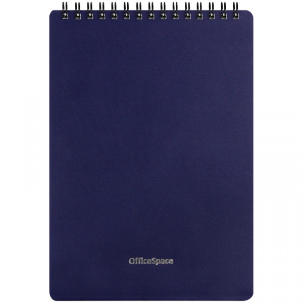 Блокнот А5 60л. на гребне OfficeSpace "Base", синяя пластиковая обложка Б5к60грП_35407