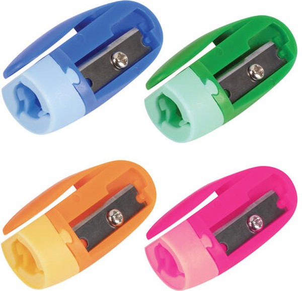 Точилки BRAUBERG, НАБОР 2шт., "ErgoClip", пластиковые, ассорти, европодвес, 222490