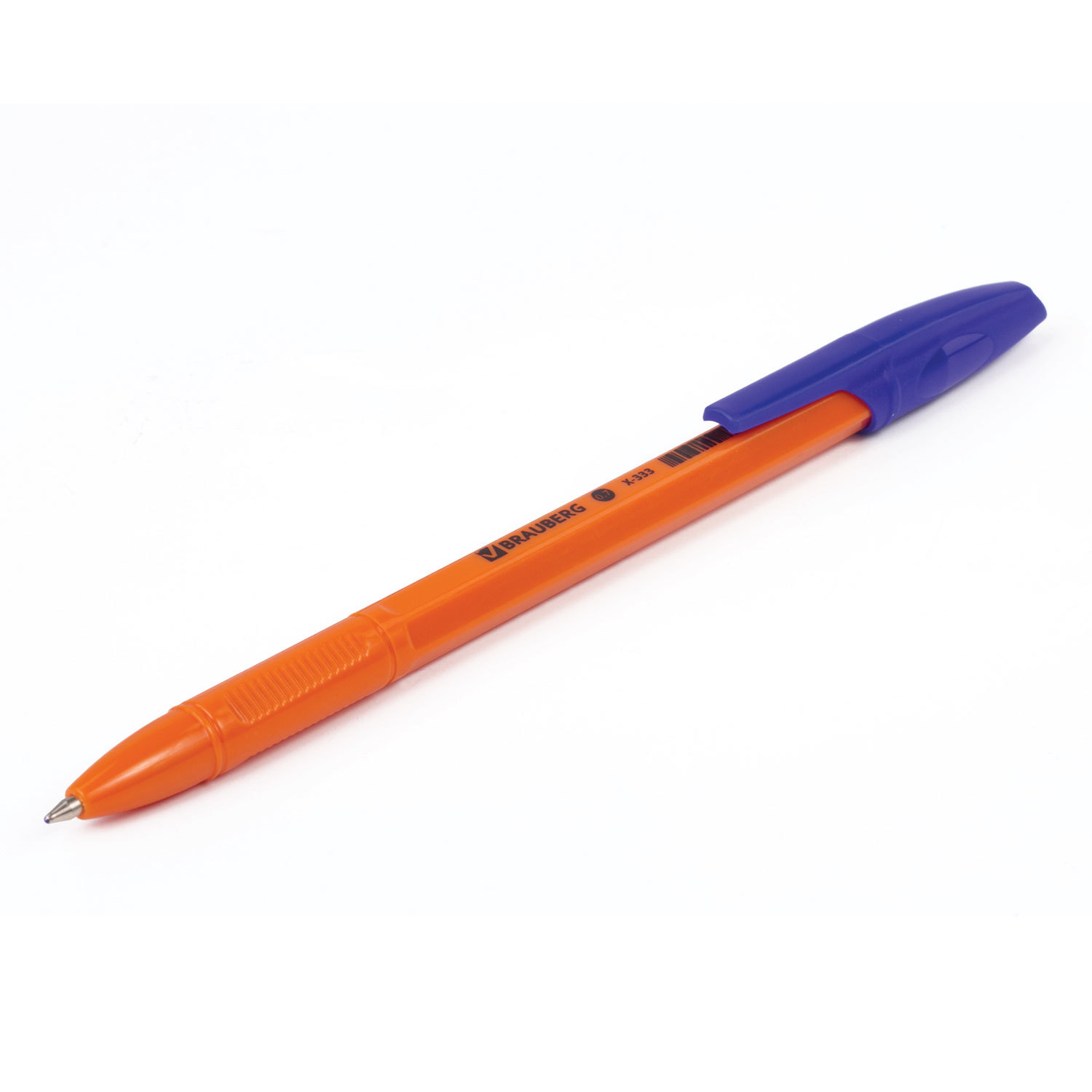 Ручка шариковая BRAUBERG "X-333 Orange", СИНЯЯ, корпус оранжевый, узел 0,7 мм, линия письма 0,35 мм,