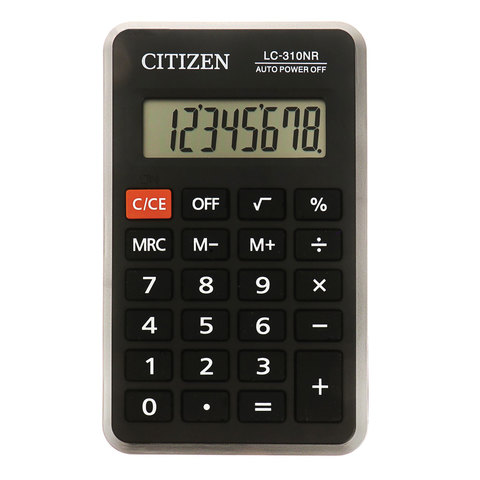 Калькулятор CITIZEN карманный LC-310N, 8 разр., пит. от батарейки, 115х69мм, оригинальный