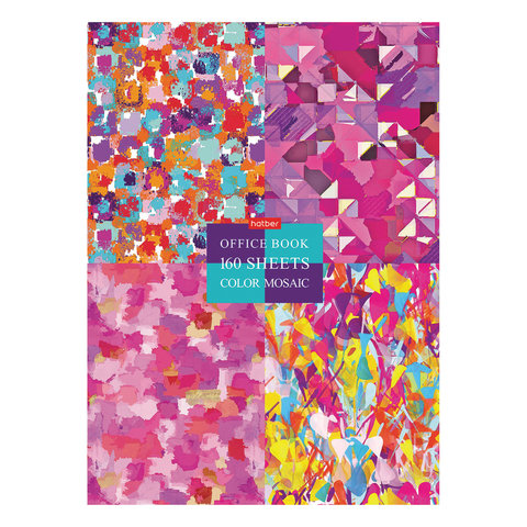 Блокнот БОЛЬШОЙ ФОРМАТ (205х290 мм) А4, 160 л., твердый переплет, клетка, блок 5 цветов, HATBER, "Gr