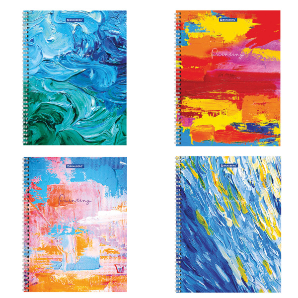 Тетрадь А4 120л. клетка на спирали BRAUBERG, обложка картон, "Painting"