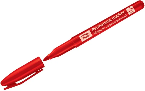 Маркер перманентный OfficeSpace красный, пулевидный, 1,0мм