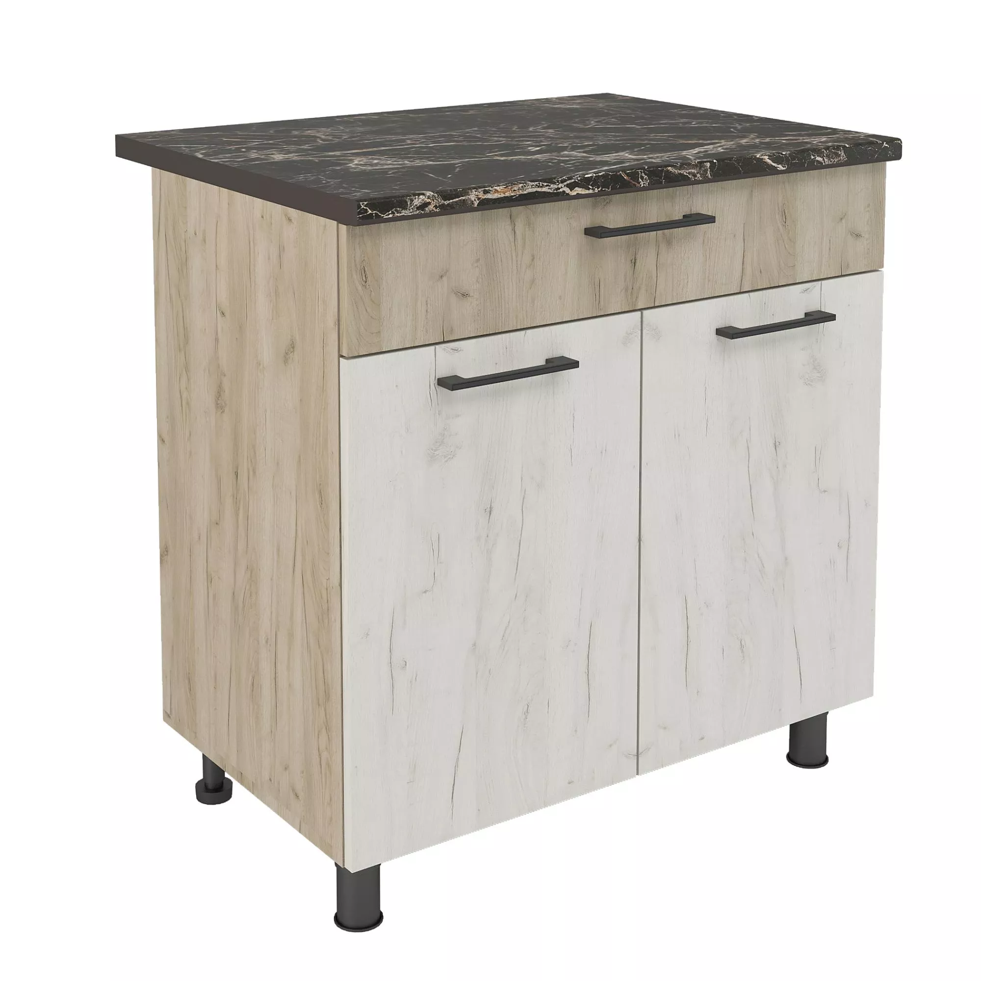 Тумба 2-створчатая ШН1Я 800 дуб крафт бел/дуб корп крафт сер лдсп со столешницей