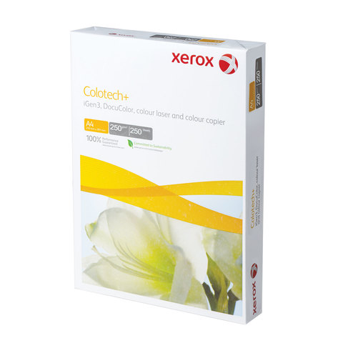 Бумага XEROX COLOTECH PLUS, белая, А4, 250 г/м2, 250 л., для полноцветной печати, А++, Австрия, 170%