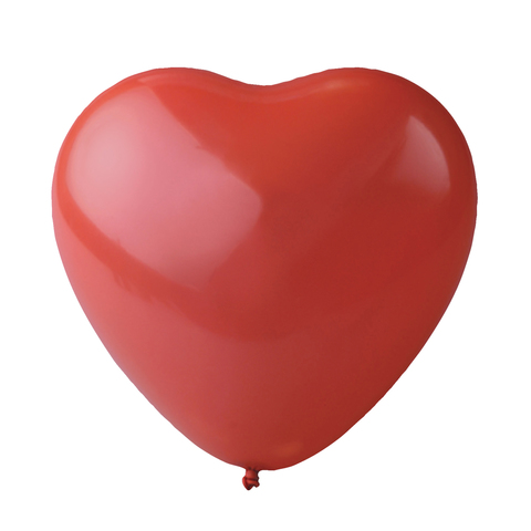 Шары воздушные 10"(25 см), комплект 50 шт., "Сердце", красный цвет, в пакете, 1105-0014