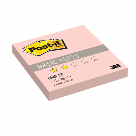 Блок самоклеящ. (стикер) POST-IT Basic 76х76 мм, 100 л., розовый, 654R-BP 