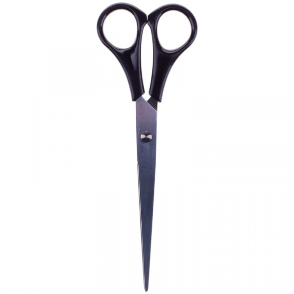 Ножницы OfficeSpace 18см, черные ручки, ПВХ чехол с европодвесом