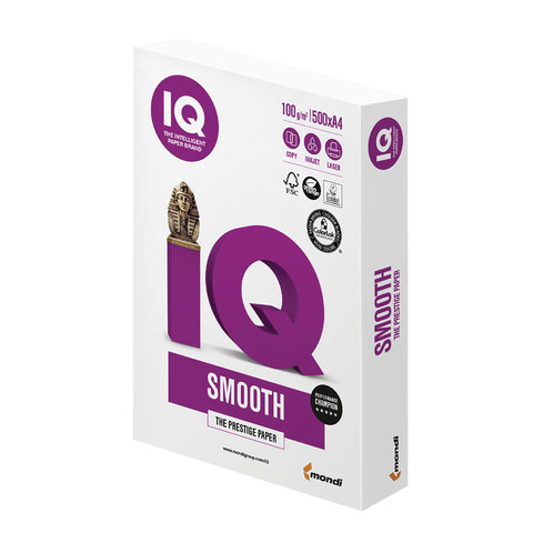 Бумага IQ SELECTION SMOOTH, А4, 100 г/м2, 500 л., класс "А+", Австрия, белизна 169%