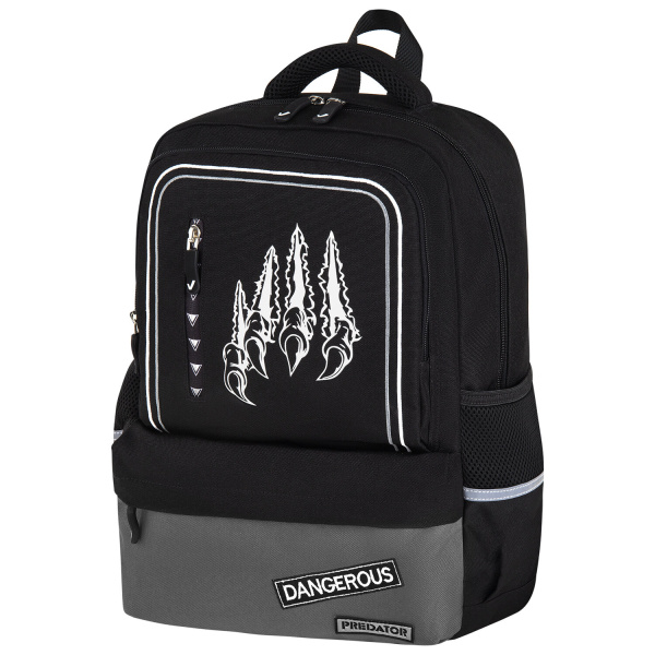 Рюкзак BRAUBERG STAR, 1 отделение, 5 карманов, Claws, черный, 40x29x13 см, 272061