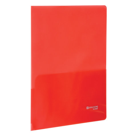 Папка-уголок 2 кармана BRAUBERG, красная, 0,18мм, 224882