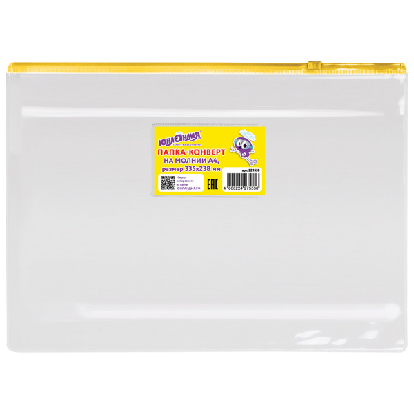 Папка-конверт на молнии А4 (335х238 мм), ассорти, 0,12 мм, ЮНЛАНДИЯ, 229550 Папка-конверт на молнии А4 (335х238 мм), ассорти, 0,12 мм, ЮНЛАНДИЯ, 229550