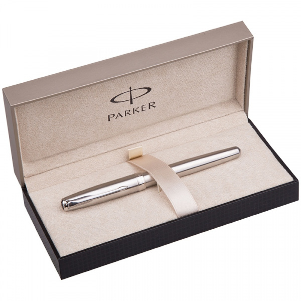 Ручка перьевая PARKER "Sonnet Stainless Steel CT", корпус хром, подар.уп.