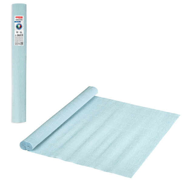 Бумага гофрированная/креповая (ИТАЛИЯ) 180 г/м2, 50х250см, нежно-голубая (559),BRAUBERG FIORE,112626