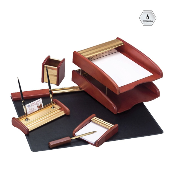 Набор настольный Delucci 6 предметов, золотой/розовое дерево Набор настольный Delucci 6 предметов, золотой/розовое дерево