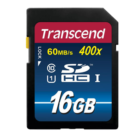 Карта памяти SDHC, 16 GB, TRANSCEND UHS-I U1, скорость передачи данных 60 Мб/сек (class 10), TS16GSD