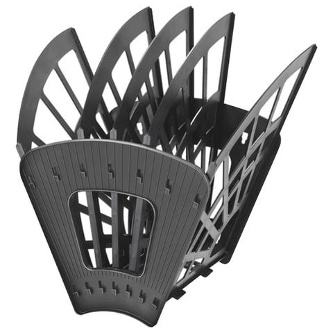 Лоток для бумаг СТАММ "Эконом", 5-ти секционный, 4 отделения, черный, ЛТ414