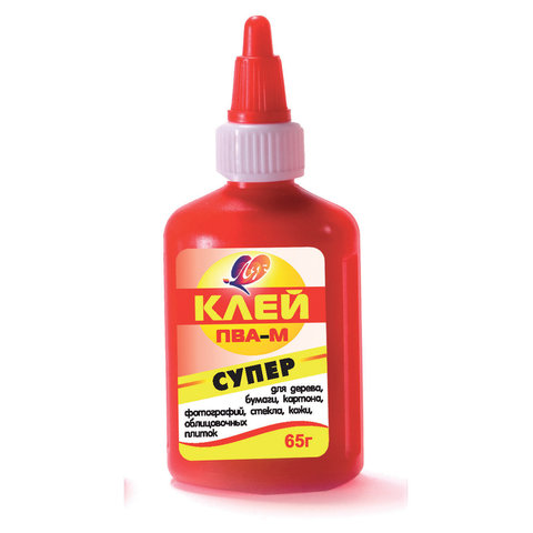 Клей ПВА-М ЛУЧ "Супер" (бумага, картон, кожа, ткань, дерево, стекло, фотографии), 65 г, 20С1332-08