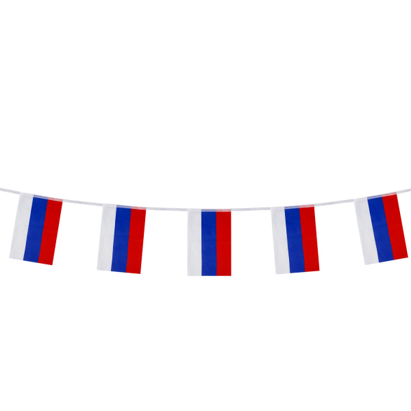 Гирлянда из флагов России, длина 5 м, 10 прямоугольных флажков 20х30 см, BRAUBERG/STAFF, RU25
