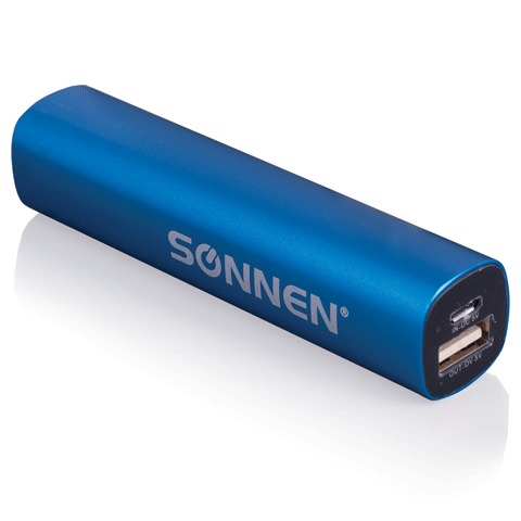 Аккумулятор внешний универсальный SONNEN PB-2200, емкость 2200мАч,  вых.ток. 1А, синий, 261903