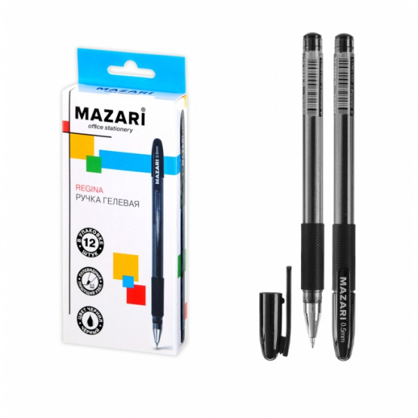 Ручка гелевая REGINA, СИНЯЯ, пулевидный пиш.узел 0.5мм, корпус пластик. прозр, с резин. грипом