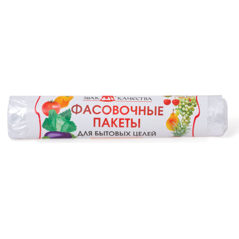 Пакет фасовочный ЗНАК КАЧЕСТВА 24х37, ПНД, 8мкм, 100шт., ПРОЧНЫЕ, рулон, 136388