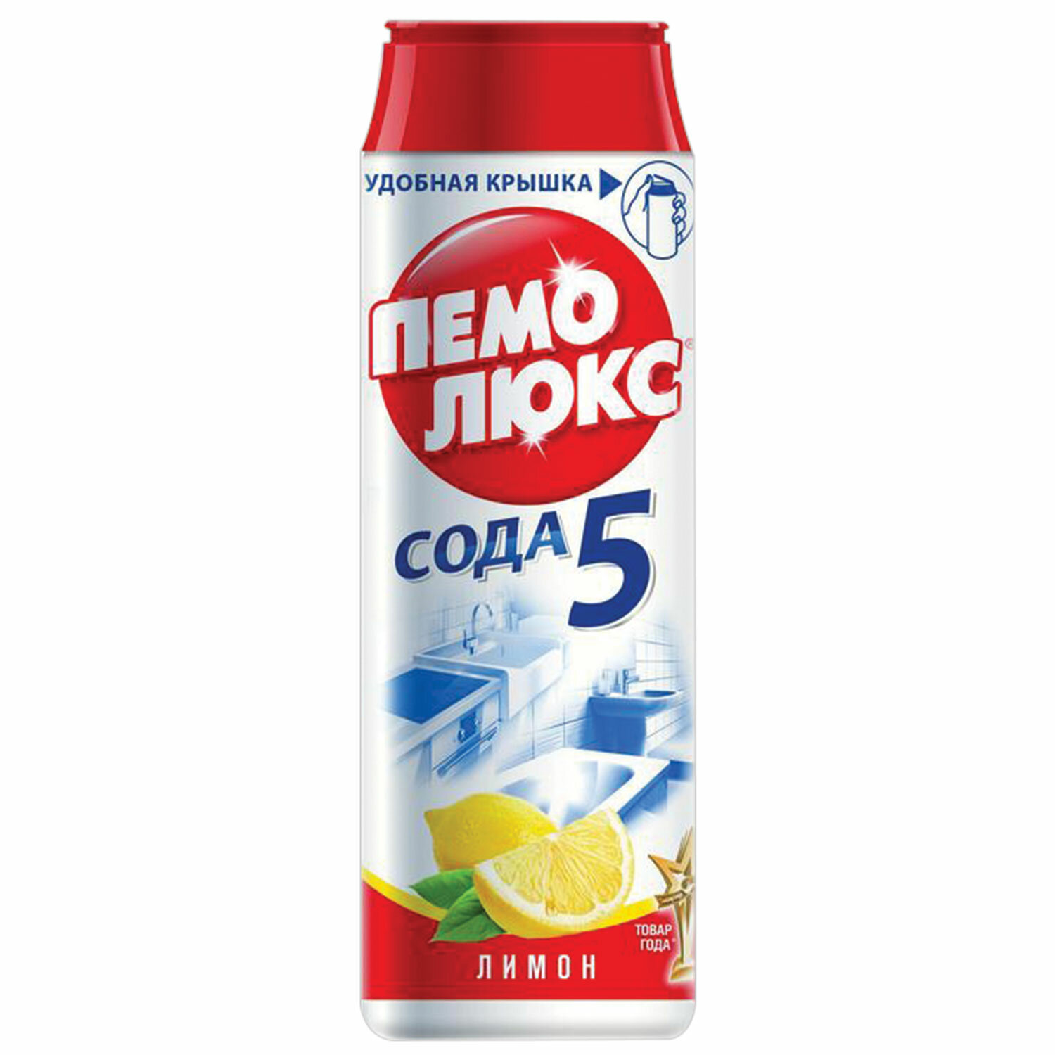 Чистящее средство ПЕМОЛЮКС 480г, Сода-5 "Лимон", порошок, ш/к 80739