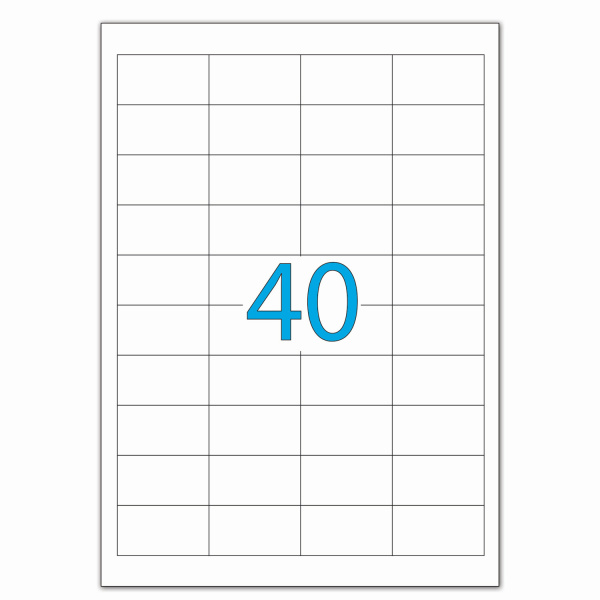 Этикетка самоклеящаяся LOMOND на листе формата А4,40 этик., размер 48,5х25,4мм,белая,50л.(2100195)