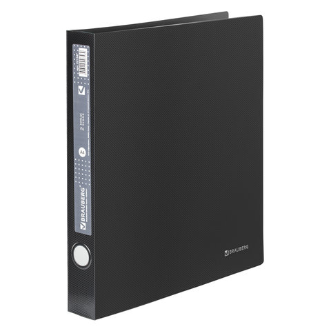 Папка 2 кольца BRAUBERG "Диагональ", 40мм, черная, до 250 листов, 0,9мм