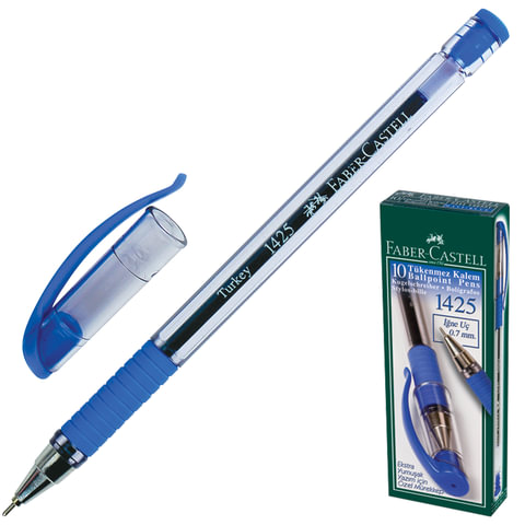 Ручка шариковая FABER-CASTELL "1425", корпус проз, рез.держ., толщ. письма 0,7мм, 142551,синяя 5501