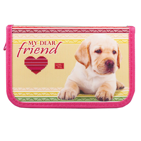 Пенал 1 отделение, откидная планка, для начальной школы, девочка, Дорогой друг, 19*11 см, ПН-0270