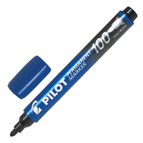Маркер перманентный (нестираемый) PILOT, круглый наконечник 1мм, синий, SCA-100