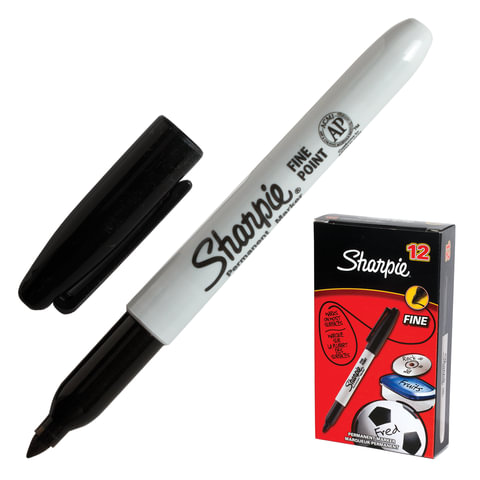 Маркер перманентный (нестираемый) SHARPIE "Fine", круглый наконечник 0,9 мм, черный, S0810930