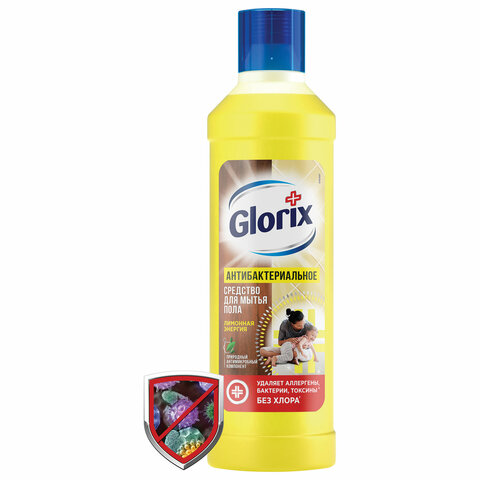 Средство для мытья пола GLORIX (Глорикс) 1000мл, "Лимонная Энергия", дезинфицирующее, 8677296