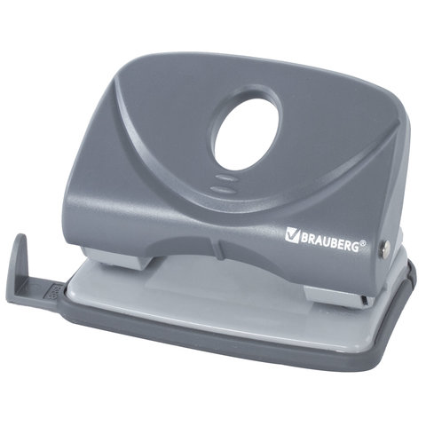 Дырокол BRAUBERG "Flagman" средний, на 20 листов, серый, 222541