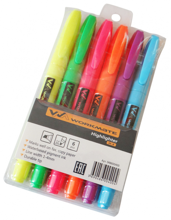 Набор маркеров текстовых H-4, 6шт/цвета, в ПВХ пенале