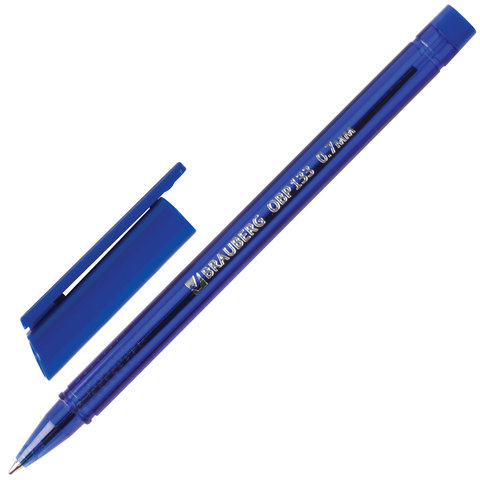Ручка шариковая масляная BRAUBERG "Marine", корпус тонированный синий, узел 0,7 мм, линия 0,3 мм, си