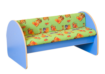 Диван двухсторонний 6-местный, детский, 932х600х500мм, каркас синий, обивка флок